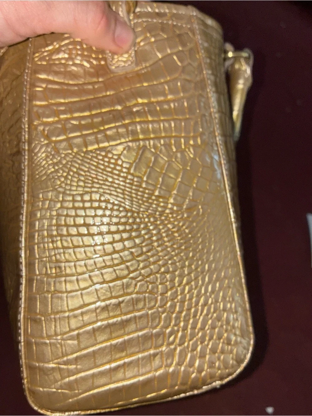 Brahmin Metallic Gold Croc-Embossed Satchel duxbury Melbourne medium M